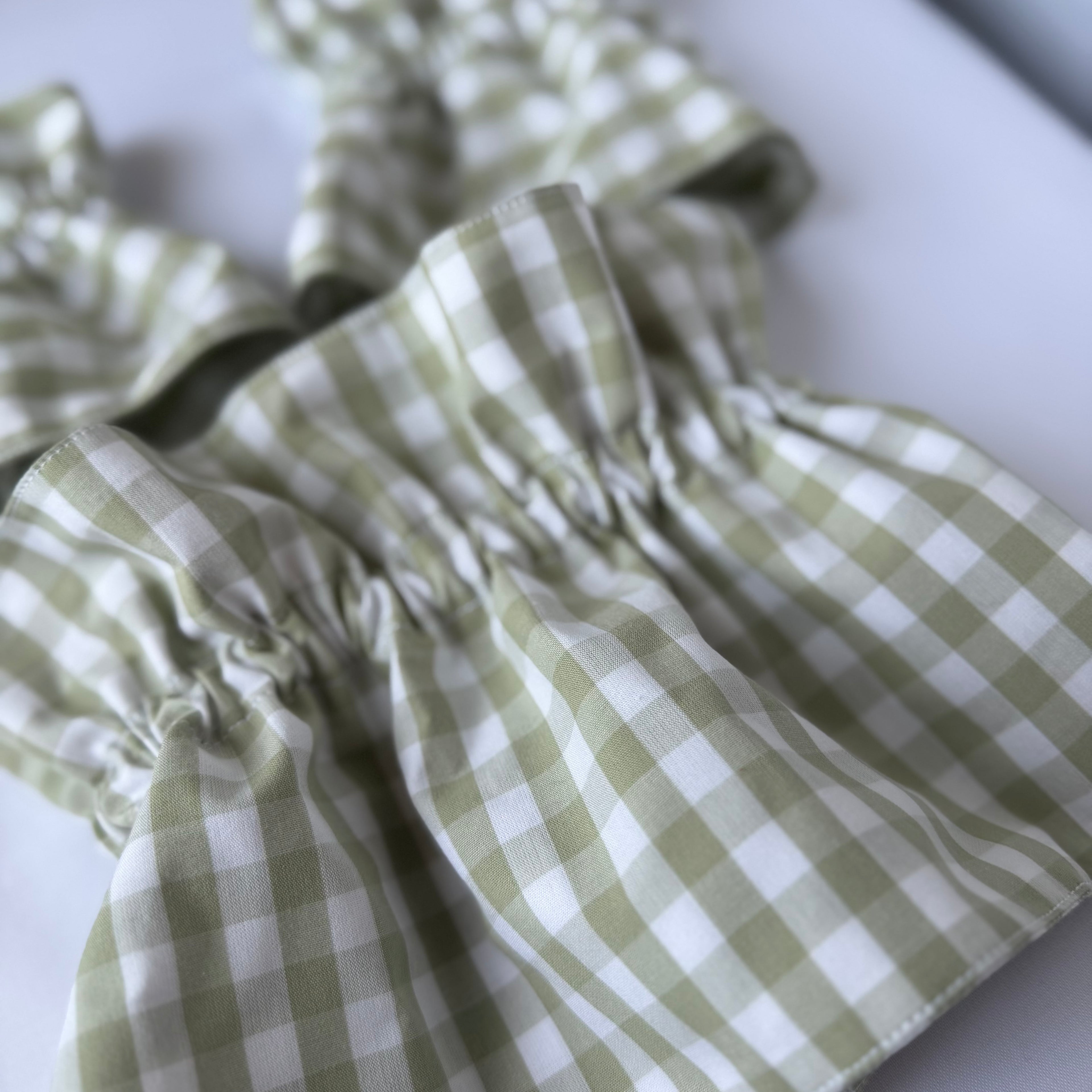 Sage Gingham Cuff & Collar Set