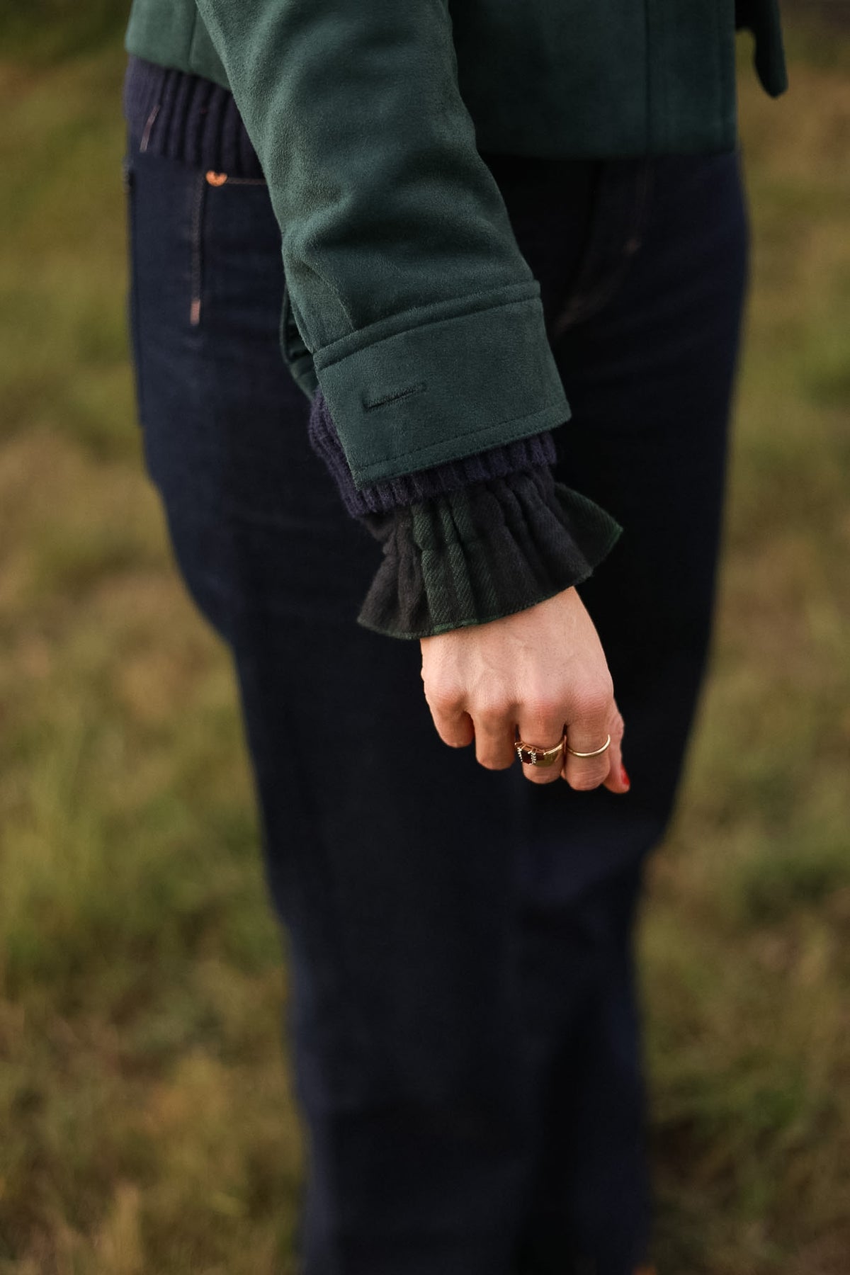 Navy & Green Flannel Tartan Cuffs