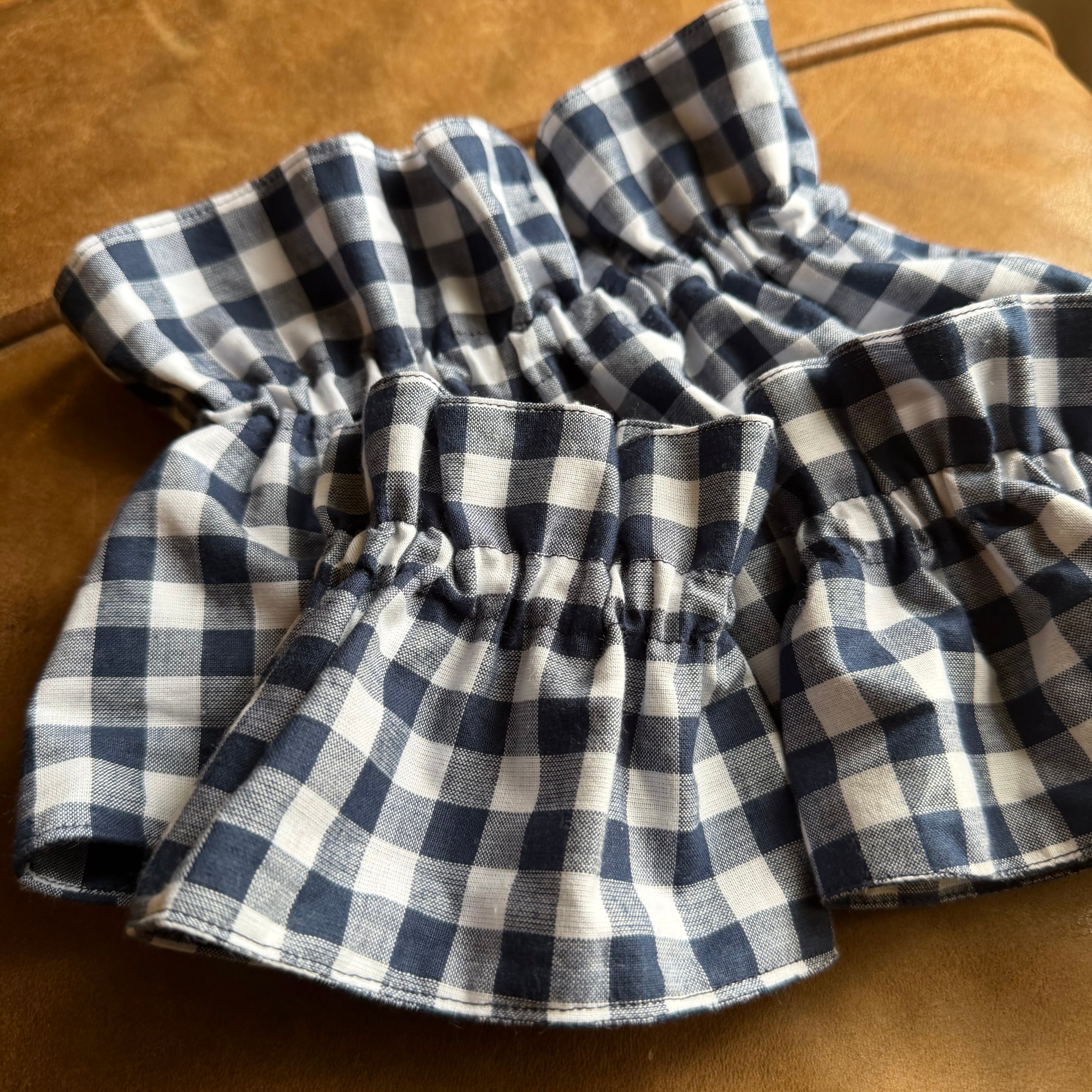 Navy Gingham Cuff & Collar Set
