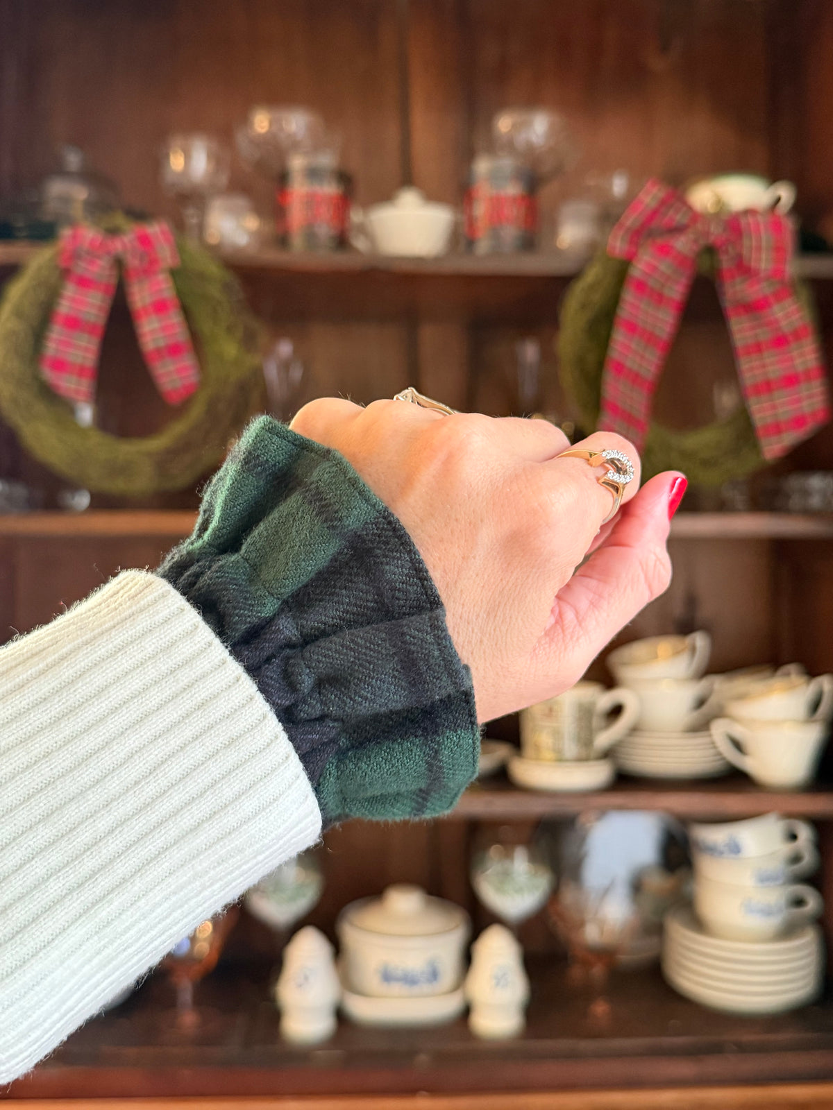 Navy & Green Flannel Tartan Cuffs