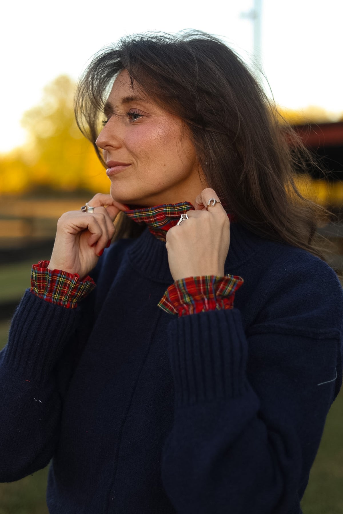 Red Tartan Ruffle Cuff & Collar Set