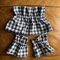 Navy Gingham Cuff & Collar Set