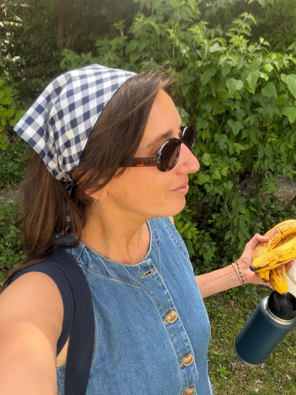 Navy Gingham Bandana Adult