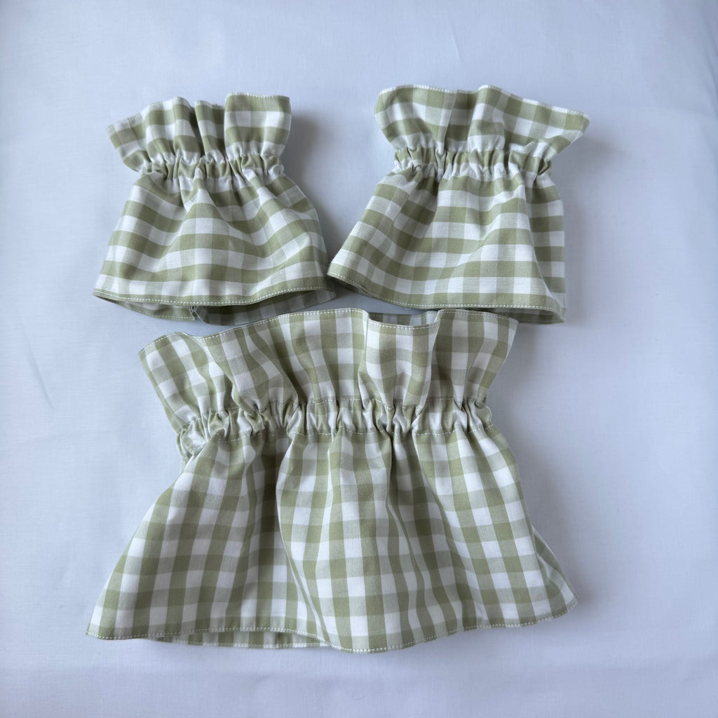 Sage Gingham Cuff & Collar Set