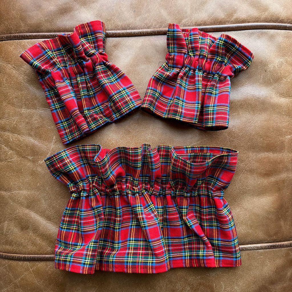 Red Tartan Ruffle Cuff & Collar Set