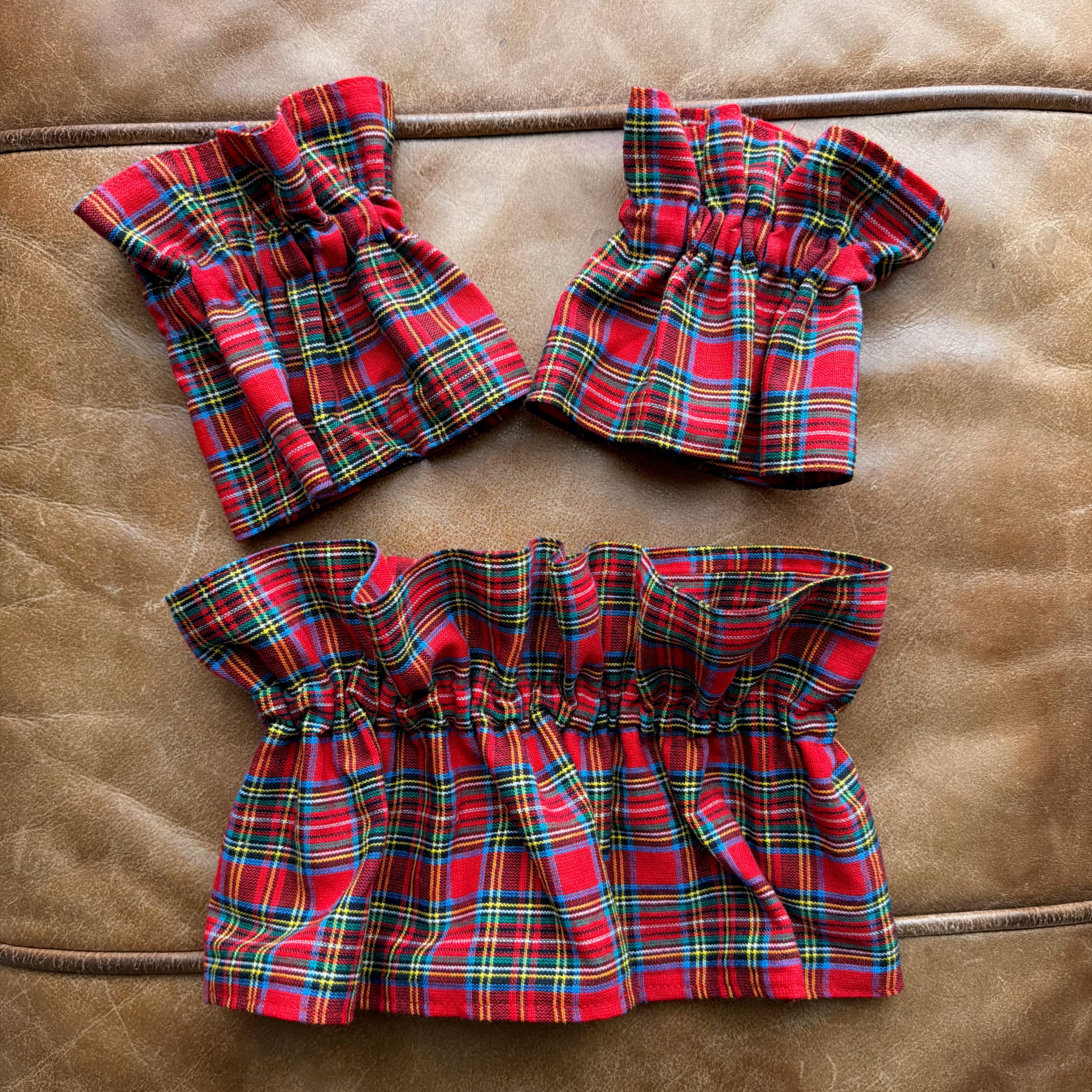 Red Tartan Ruffle Cuff & Collar Set