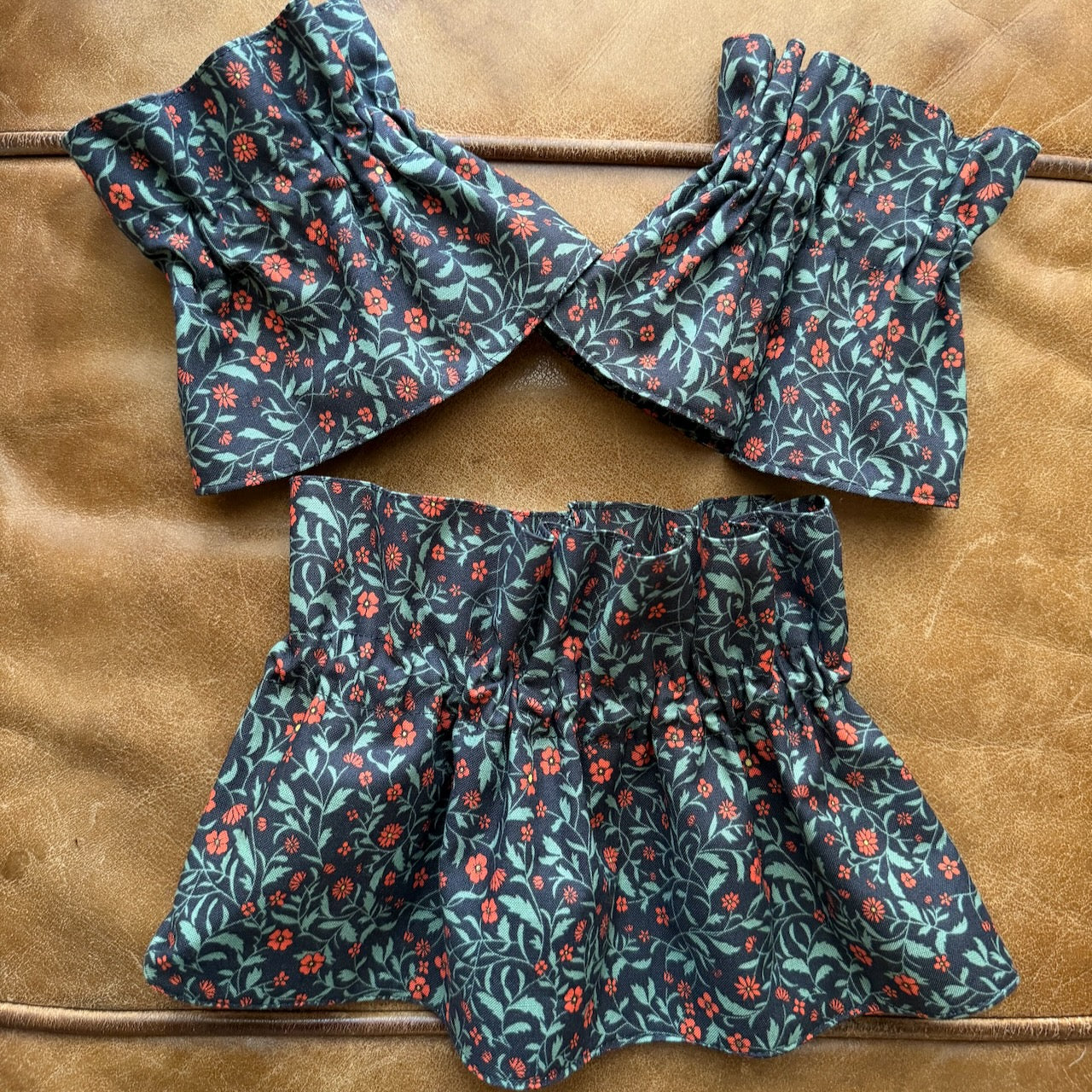 Limited Edition - Vintage Blue Floral Ruffle Cuff and Collar Set