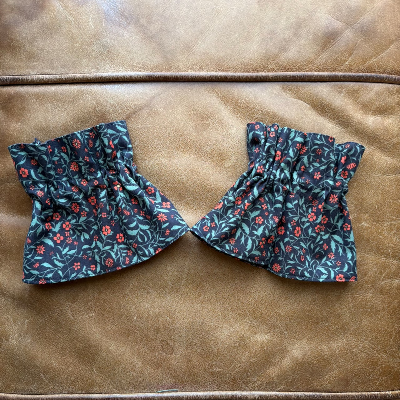 Limited Edition - Vintage Blue Floral Ruffle Cuff and Collar Set