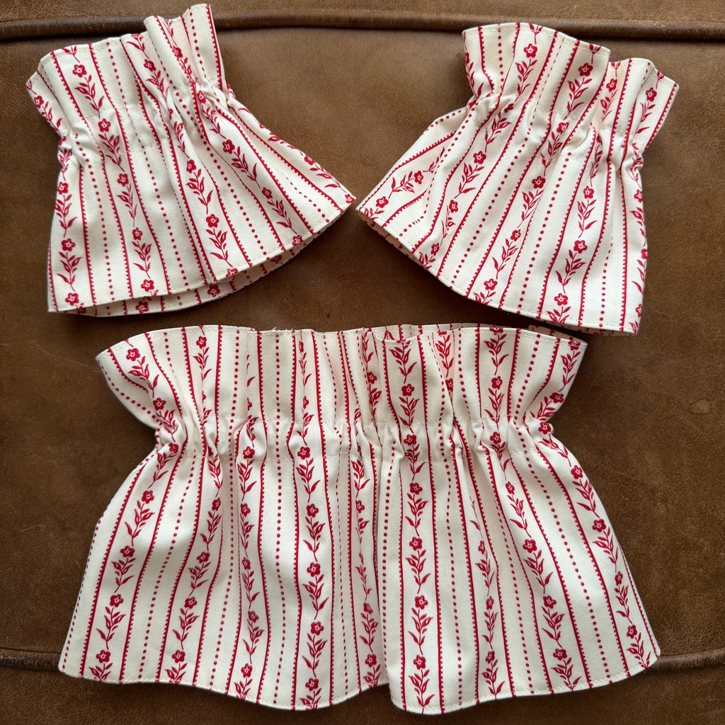 Heirloom Redwork Ruffle Cuff & Collar Set