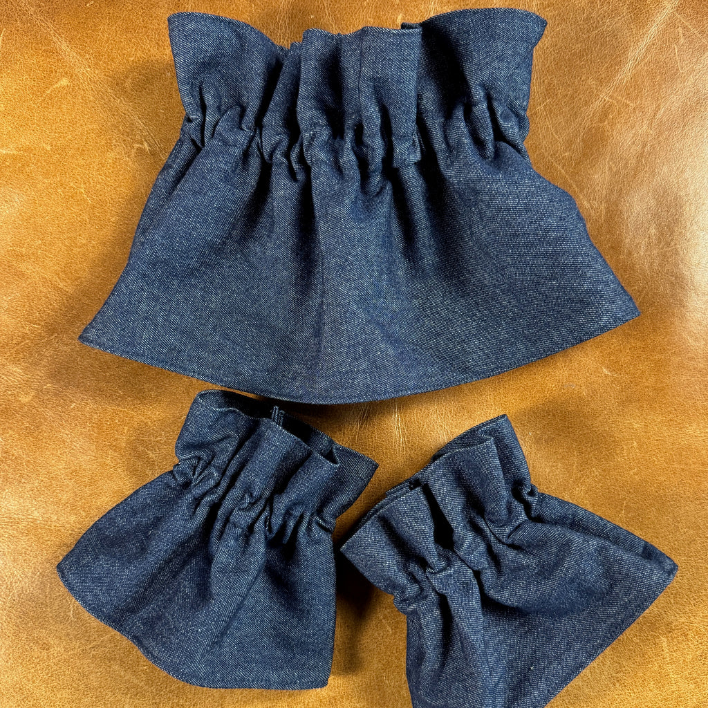 Blue Denim Ruffle Cuff & Collar Set