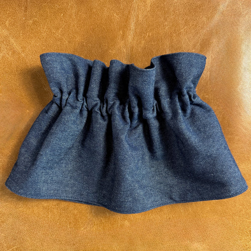 Blue Denim Ruffle Cuff & Collar Set