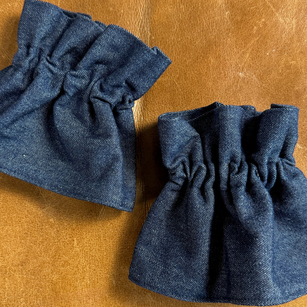 Blue Denim Ruffle Cuff & Collar Set