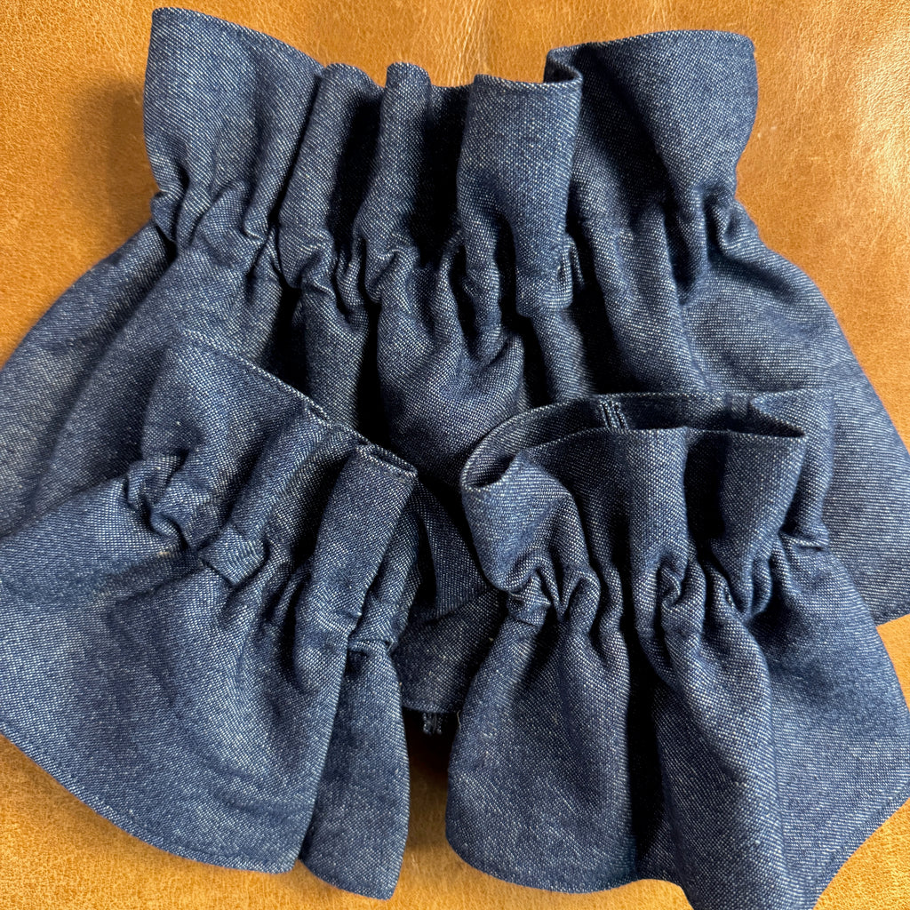 Blue Denim Ruffle Cuff & Collar Set
