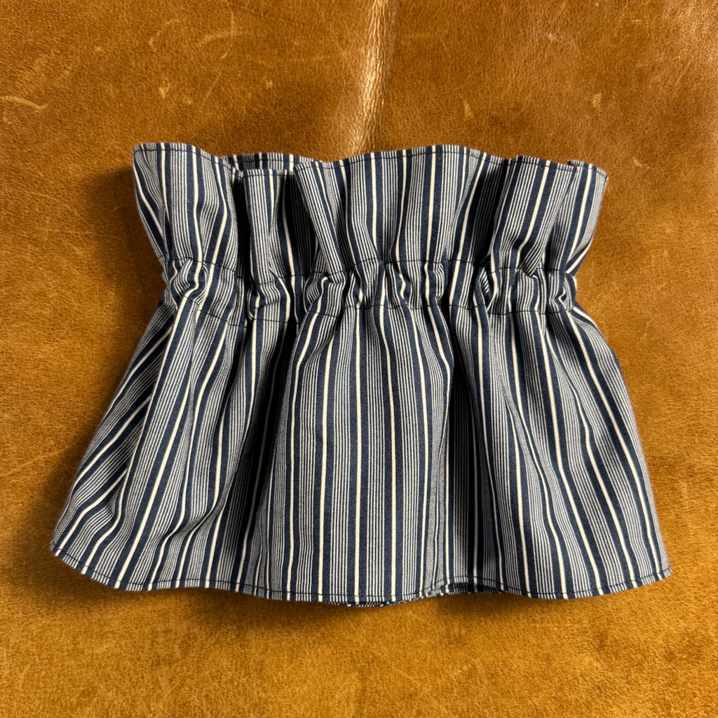 Vintage Blue Stripe Ruffle Cuff and Collar Set - Detachable Collar & Cuffs