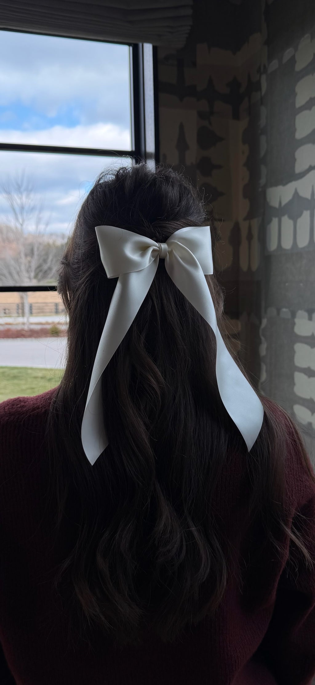 Antique White Satin Bow, 2.25”