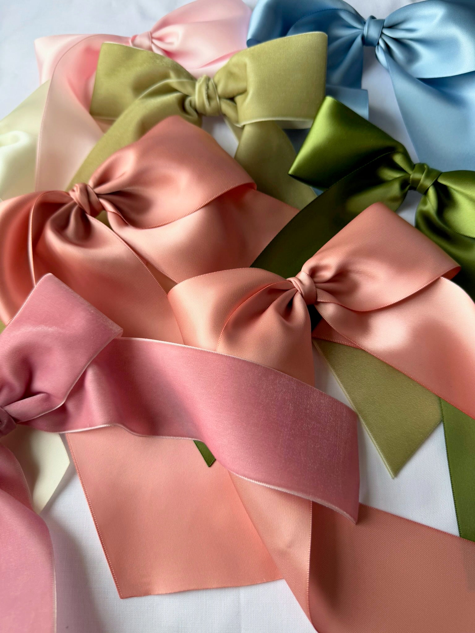 Sage Green Velvet Hair Bow - Handmade 2" Velvet Bow