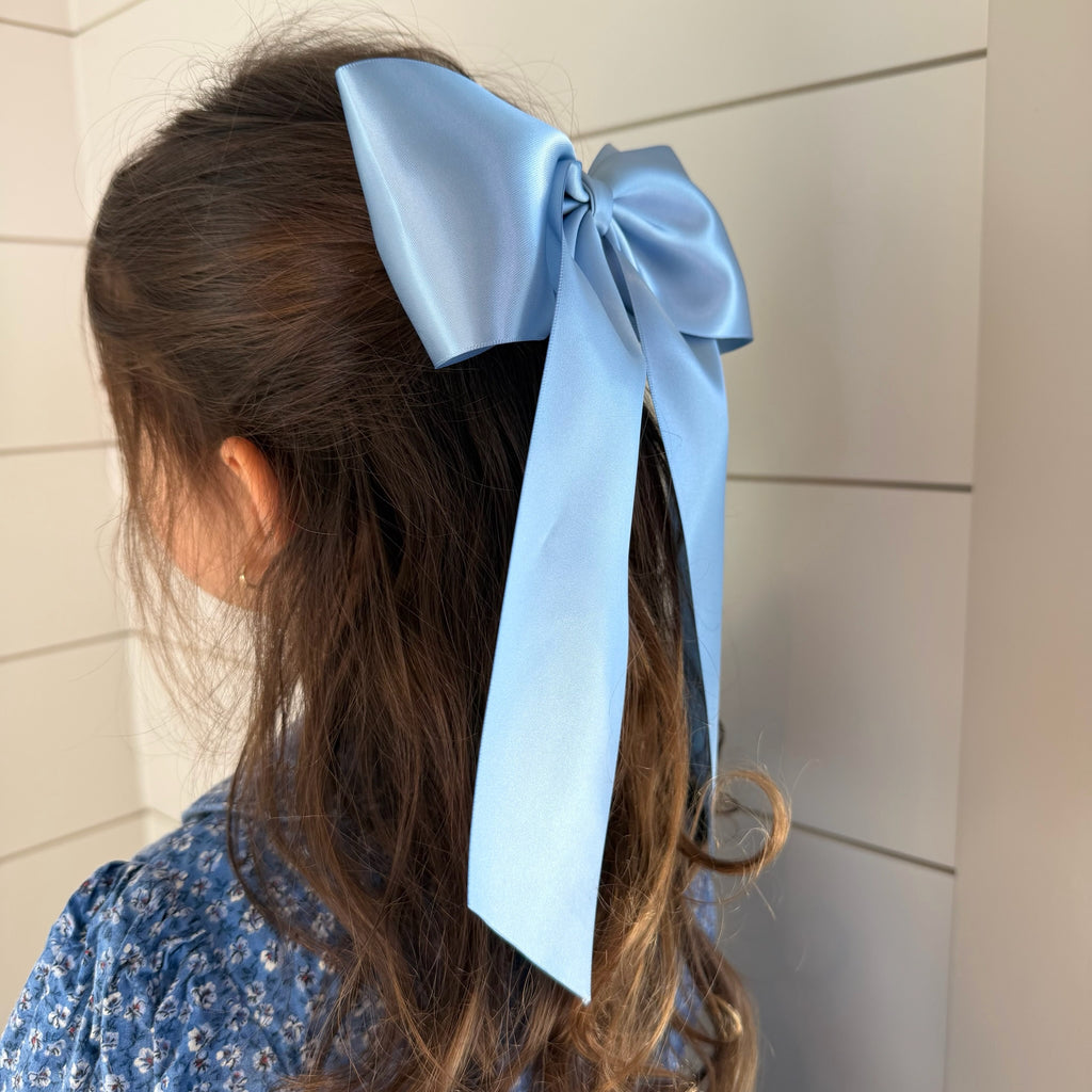French Blue Satin Bow, 3”