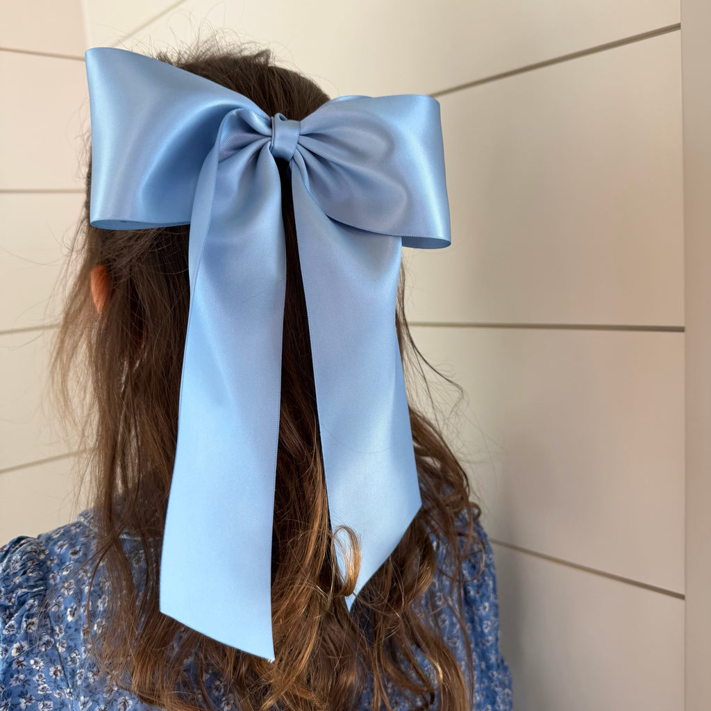 French Blue Satin Bow, 3”