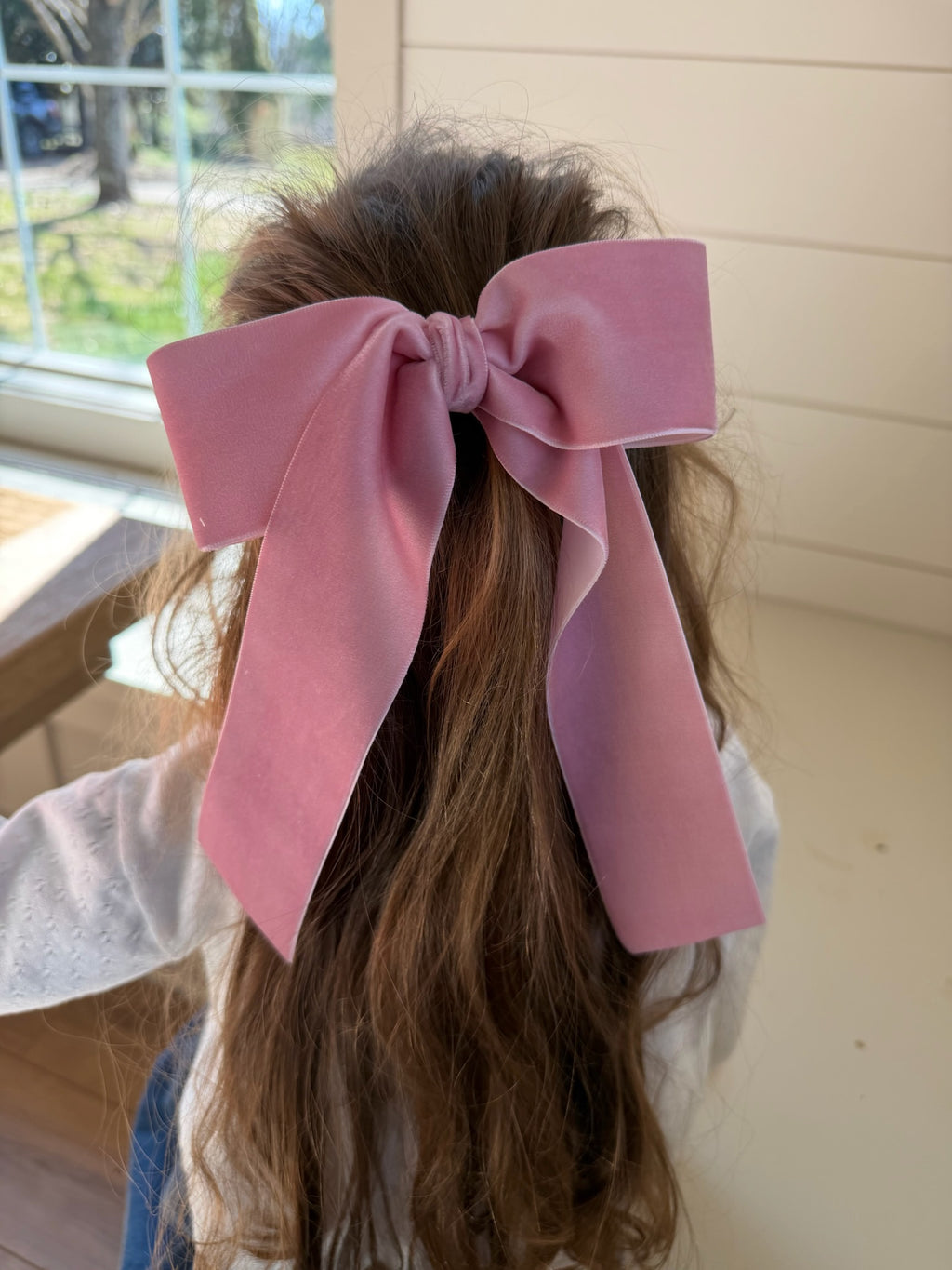 Dusty Rose Velvet Bow, 2”