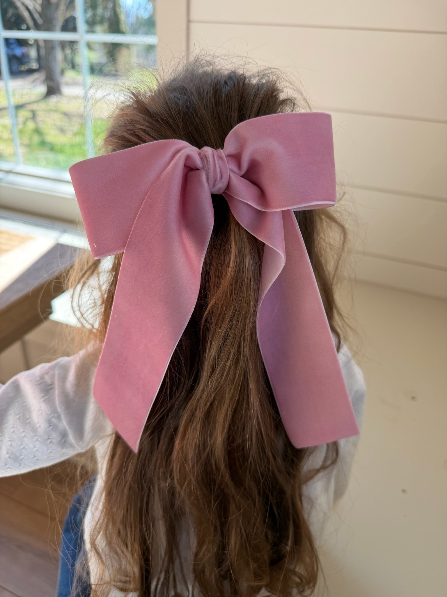 Dusty Rose Velvet Bow, 2”