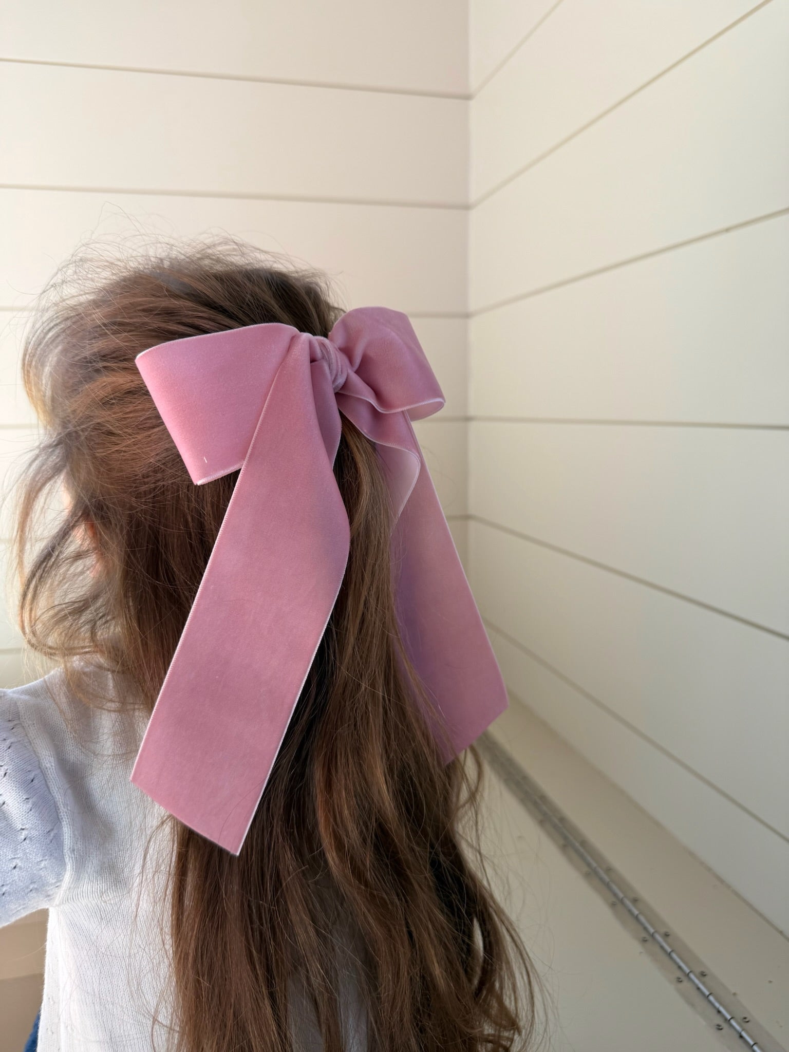 Dusty Rose Velvet Bow, 2”