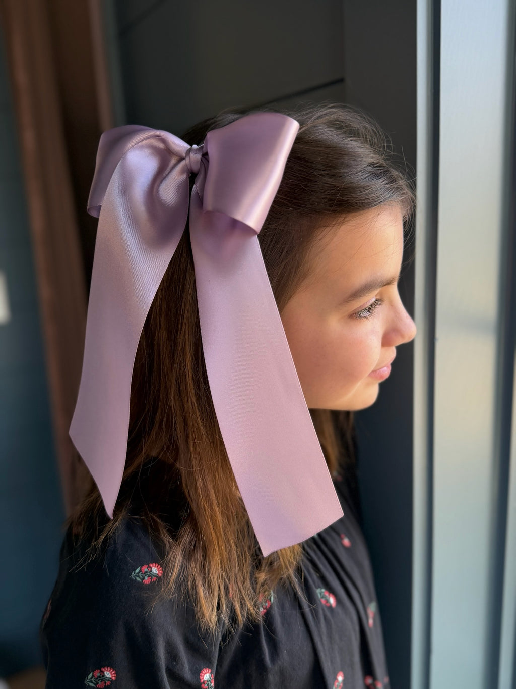 Dusty Lilac Satin Bow, 2.25”