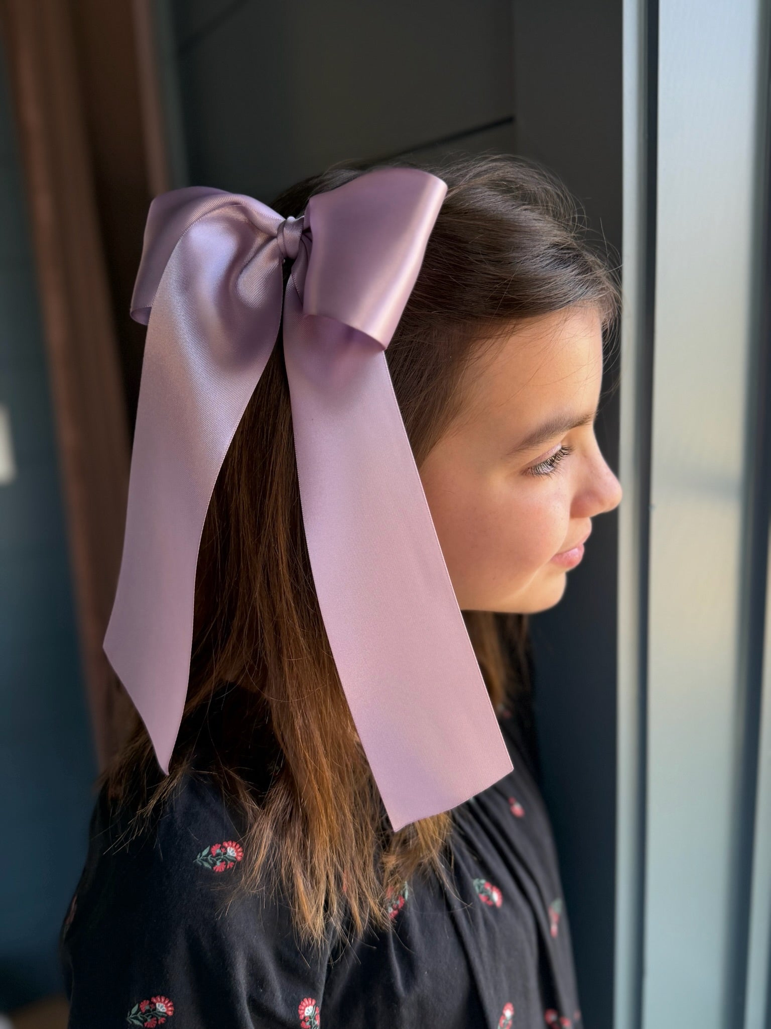Dusty Lilac Satin Bow, 2.25”