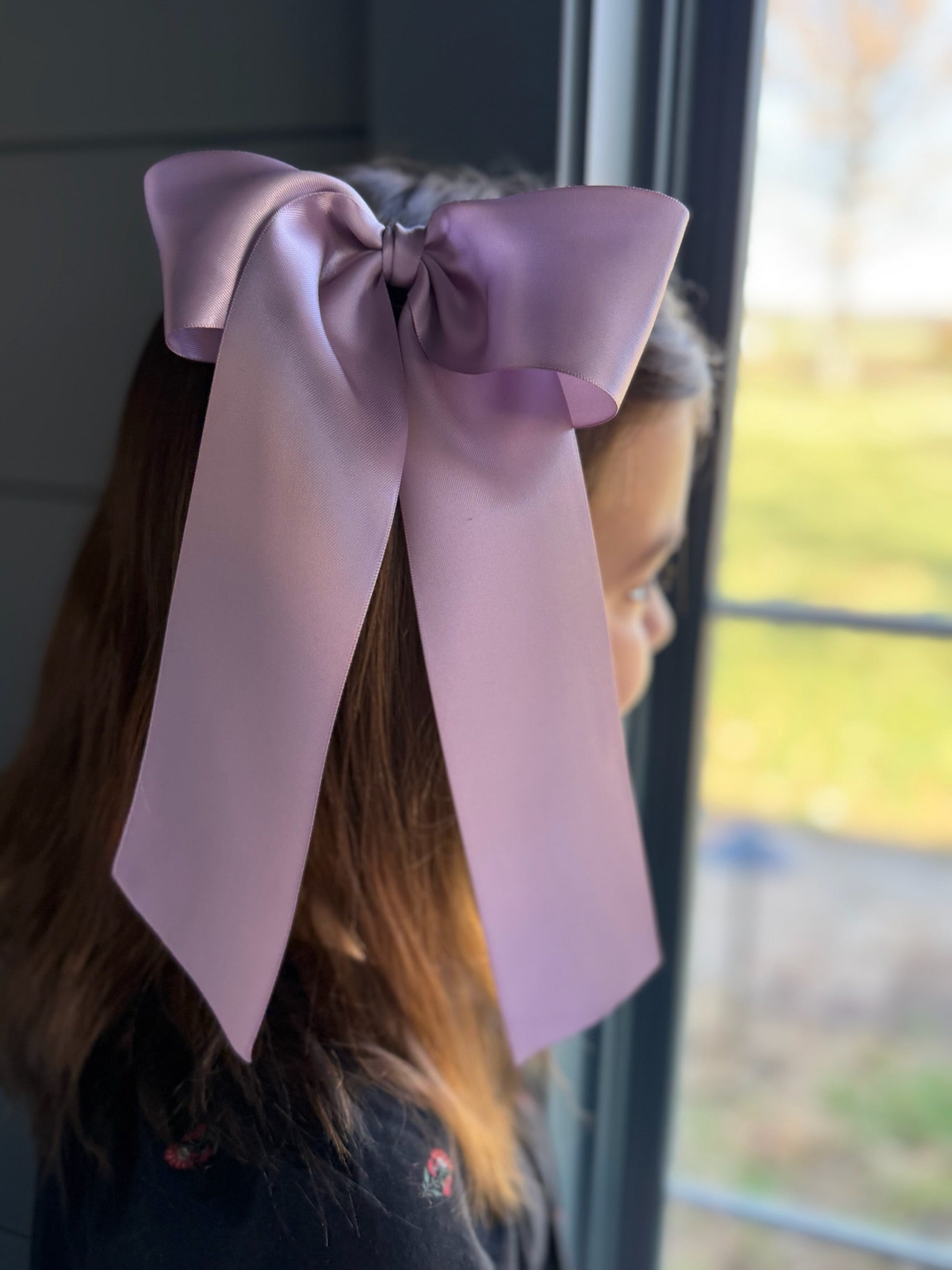 Dusty Lilac Satin Bow, 2.25”